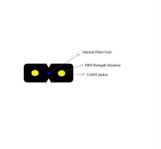 Cable de caída FTTH para interiores de 1/2 núcleos de tipo arco FRP/acero