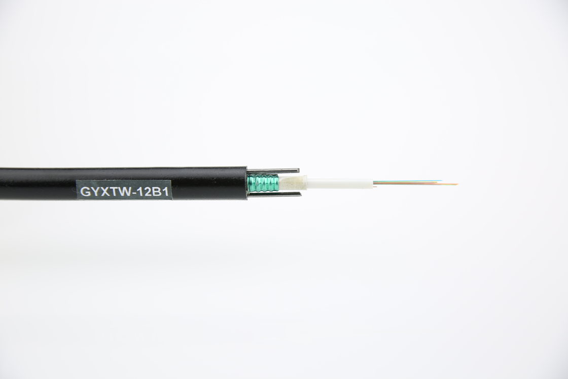 Cable de fibra óptica para exteriores GYXTW 12 núcleos Uni-tubo de luz aérea blindada de modo único