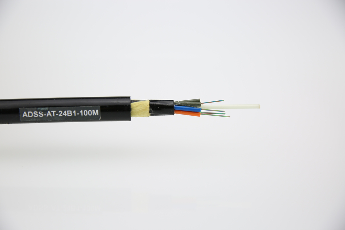 2-144 Núcleo de cable óptico aéreo autoportante totalmente dieléctrico ADSS chaqueta doble
