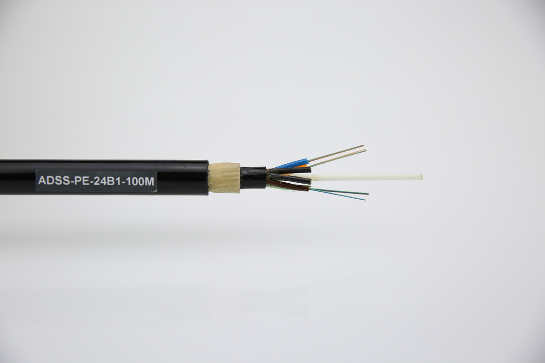 2-144 Núcleo de cable óptico aéreo autoportante totalmente dieléctrico ADSS chaqueta doble