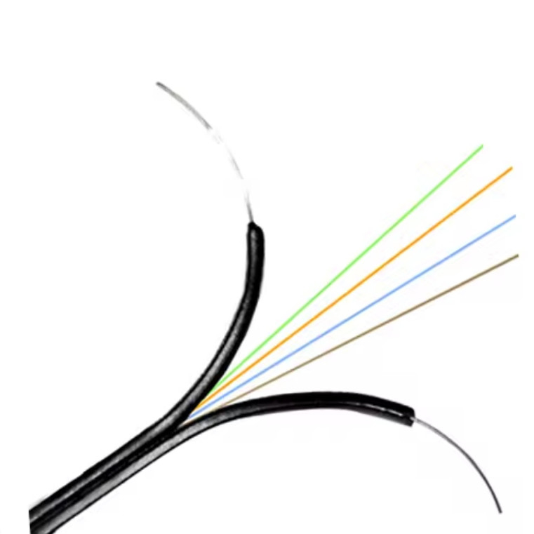 G657A 4 núcleos FTTH cable de fibra óptica cable plano GJXH miembro de resistencia de acero