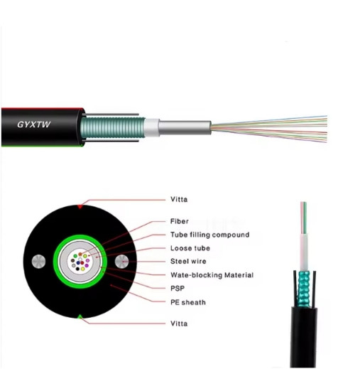 Cables de fibra óptica blindados para aire libre con núcleo G652D GYXTW 2-12