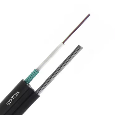 Cable de fibra óptica aérea 2 4 6 8 10 12 núcleo cinta de acero autoportante Gyxtc8s cable