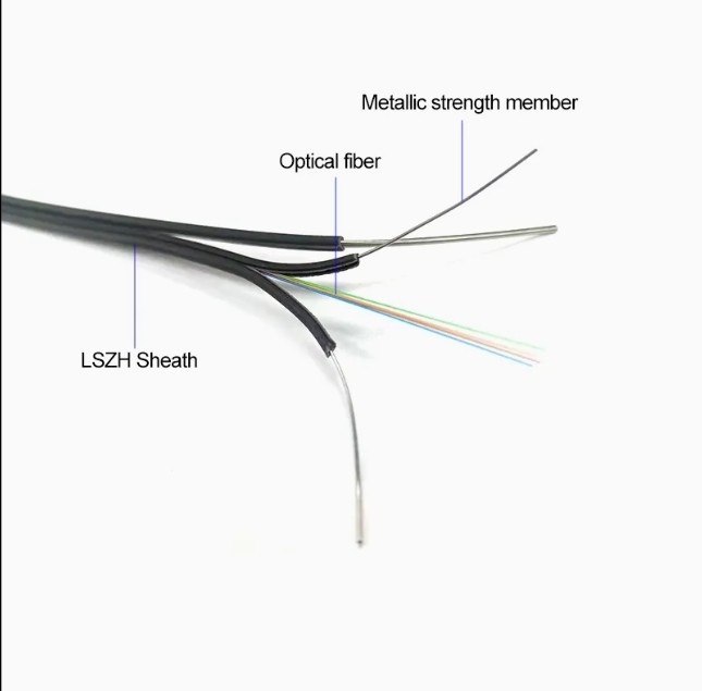 Cable de caída FTTH de soporte automático de forma de arco con 4 núcleos para comunicación telefónica