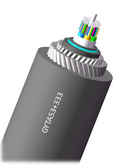 GYTA53+333 Cable de fibra óptica enterrado directamente 2-144 núcleos con doble armadura de alambre de acero