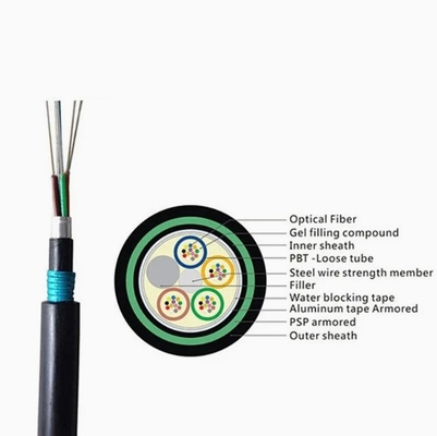 Cable de fibra óptica enterrado directo GYTA53 con tubo suelto PBT y pérdida de retorno ≥ 50 dB para núcleos de rendimiento superior de red 2-144 núcleos