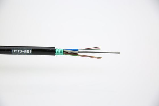 Cable de fribra óptica acorazado del solo modo de GYTS, cable de fribra óptica anti del roedor 12-72